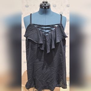 Torrid Swing Ruffled Cami, size 2 in black